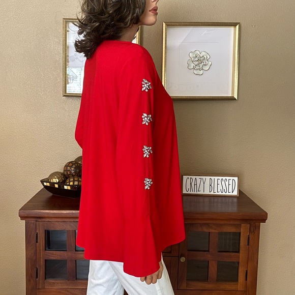 INC BEAUTIFUL CHRISTMAS BLOUSE DIAMOND STONE DETAIL - Picture 10 of 12